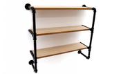 Industrial Bar &amp; Wood Shelving Unit