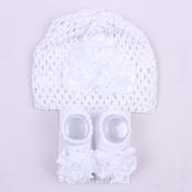 Baby Hat &amp; Bootie Set White 0-6 Months