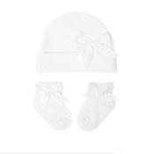 White Hat &amp; Socks Set with Bow