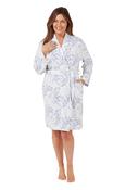 Women's 100% Cotton Leaf Dressing Gown Blue-Small