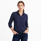 Women's 3/4 Sleeve Cotton Blouse Navy Polka image