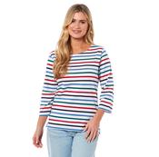 Women's Long Sleeve Nautical Top White &amp; Multi Stripe-10 image