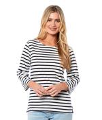 Women's Long Sleeve Nautical Top White &amp; Navy Stripe-10 image