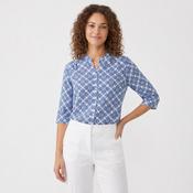 Women's 3/4 Sleeve Cotton Blouse Blue Geo 020950 image