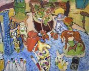  Hamilton Gallery Staffordshire Figurines with Red Teapot with Geranium  - Elizabeth Cope