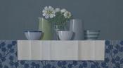  Hamilton Gallery Mooney, Trudie - 'Blue Print Fabric and Cosmos'