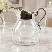 Table Glass Jug with Silver Rim Elegant Water Carafe image