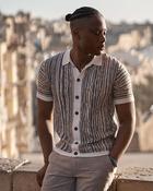 Lorenzoni Button Through Short Sleeve Knit - Brown / 40