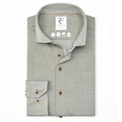 R2 Linen Blend Knitted Modern Fit Shirt - Green / 45