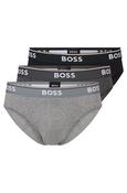 Three-pack of stretch-cotton briefs with logo waistbands - S
