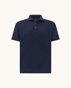 Paul &amp; Shark Double mercerised cotton jersey polo with linen details - Navy / M image