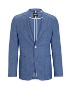 C-Hanry Slim-fit jacket in a micro-patterned linen blend - Blue / 42 image