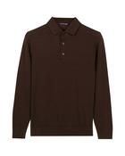 Giordano Merano Knit Long Sleeve Polo - Brown / XL image