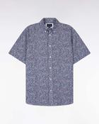 Eden Park Short Sleeve Cotton Shirt With Floral Pattern - Navy / 3XL