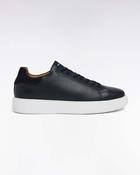 Eden Park Grained Leather Trainers - Navy / 41
