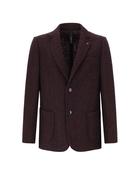 Distretto12 Bristol Melange Faux Solid Wool Blend Jacket - Wine / 42 image