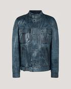 Belstaff Gangster Leather Jacket - Blue / 40