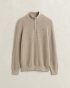 Gant Clothing Micro Textured Cotton Half Zip - Off White / 2XL