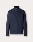 Hackett London Travel Twill Cotton Half Button Sweat - Navy / S image