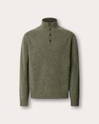 Hackett London Merino Wool Mouline Half Button Jumper - Green / M image