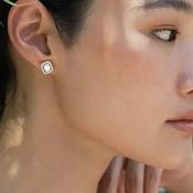 Silver Carat Eton Emerald Borderset Stud Earrings CE925W-ETON-W image