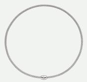 18ct White Gold Fope Prima Flex-It Necklet with Ornamental Diamond Clasp 0.01ct 43cm 07F08CX_BB_B_XBX_043 image