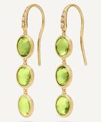 18ct Yellow Gold Marco Bicego Jaipur 3 Peridot Drop Earrings with Diamond Hook Fittings OB1965-AB_PR01_Y_02 image