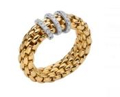 18ct Yellow Gold Fope Vendome Ring with 3 Diamond Roundels 0.23ct Medium image