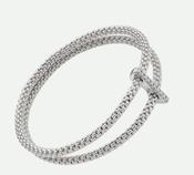 18ct White Gold Fope Prima Bracelet Double Mesh with Pave Diamond Bridge 0.17ct Medium 74008BX_BB_B_XBX_00M image