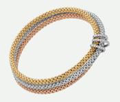 18ct Yellow White and Rose Gold Fope Prima Bracelet Diamond Pave Rondels 0.30ct Medium 75108BX_PB_4_XBX_00M image
