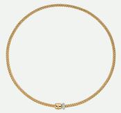 18ct Yellow Gold Fope Prima Flex-It Necklet with Pave Diamond Rondel and Ornamental Clasp 0.19ct 40cm 07F08CX_BB_B_XBX_043 image