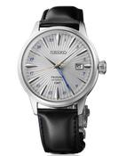 Gents Seiko Presage 40.5mm Automatic GMT Silver Bullet Steel Case Silver Dial Black Strap SSK049J1