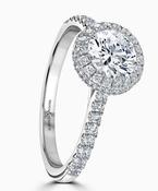Platinum Certified Lab Grown Diamond Ring with Waterfall Halo 2.06ct image