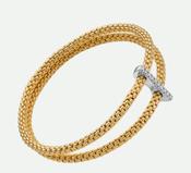 18ct Yellow Gold Fope Prima Bracelet Double Mesh with White Gold Pave Diamond Bridge 0.17ct Medium 74008BX_BB_B_XBX_00M image