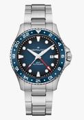 Hamilton 43mm Khaki Navy Scuba Automatic GMT Steel Bracelet Blue Dial and Bezel H82535140