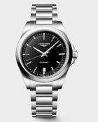 Gents Longines 38mm Conquest Quartz Steel Bracelet Black Index Dial with Date L3.750.4.52.6 image