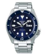 Gents Seiko 5 Automatic 42.5mm Day Date Steel Bracelet Blue Dial and Bezel image