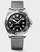 Gents Longines 42mm Hydroconquest 42mm Steel Bracelet Black Ceramic Bezel Black Dial L3.788.4.70.6