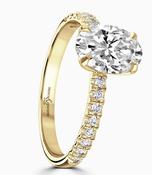 18ct Yellow Gold Certified Lab Grown Oval Diamond Solitaire with Lab Grown Diamond Hidden Halo and Shoulders 2.32ct