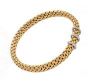 18ct Yellow Gold Fope Vendome Bracelet 3 Diamond Roundels 0.22ct Medium image
