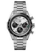 Gents Tag Heuer Carrera 42mm Chronograph Sport Automatic Steel Bracelet Silver Dial Black Ceramic Bezel CDB2113.BA0054 image