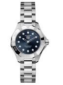 Ladies Tag Heuer Aquaracer Professional 100 Solargraph Solar Quartz 28 mm Steel Bracelet Black Diamond Dial image