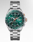 Gents Tag Heuer 44mm Formula 1 Chronograph Automatic Steel Bracelet Green Ceramic Bezel Green Dial with Date Goodwood Festival of Speed CAZ201K.BA0876 image