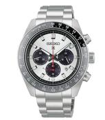 Gents Seiko Prospex 41.4mm Solar Automatic Chronograph Racing Speedtimer Steel Bracelet Silver Dial HBJ001P1 image