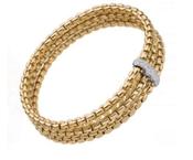 18ct Yellow Gold Fope Eka Triple Mesh Diamond Pave Bracelet 0.14ct image