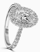 Platinum Certified Lab Grown Oval Diamond Solitaire with Graduated Halo