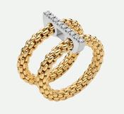 18ct Yellow Gold Fope Prima Ring Double Mesh with White Gold Diamond Pave Bridge 0.15ct Medium 74008AX_BB_G_XBX_00M