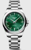 Gents Longines 38mm Conquest Quartz Steel Bracelet Green Index Dial with Date L3.750.4.09.6 image