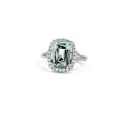18ct White Gold Cushion Cut Aqua &amp; Diamond Split Shank Ring 2.81ct/0.426ct image