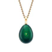 18ct YG Faberge Heritage Green Enamel Starburst Egg Pendant on Chain